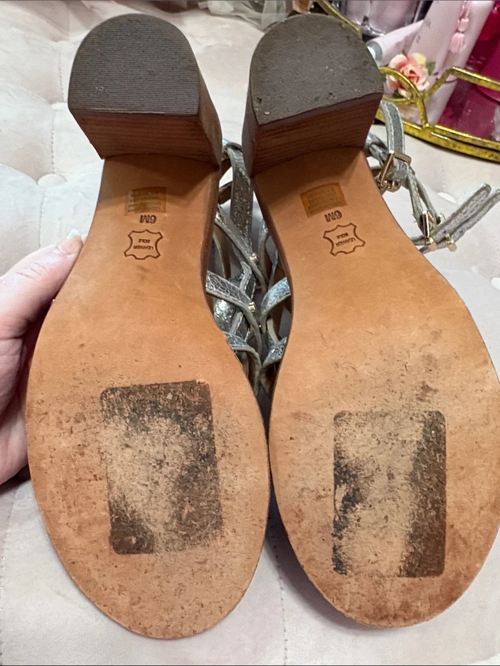 Tory Burch Silver Gladiator Buckle Sandals
